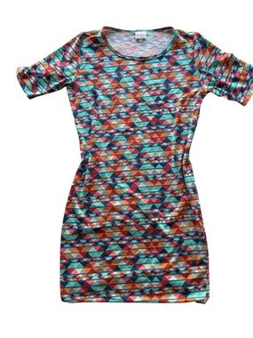 LuLaRoe Julia Dress geometric/multicolor pattern (size L). NWT! Brand new!